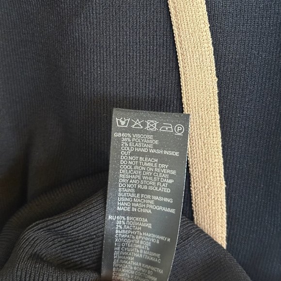 NEW Reiss Nikki Contrast Trim Press Stud Mini Dress in Black Camel | size S - Picture 8 of 8